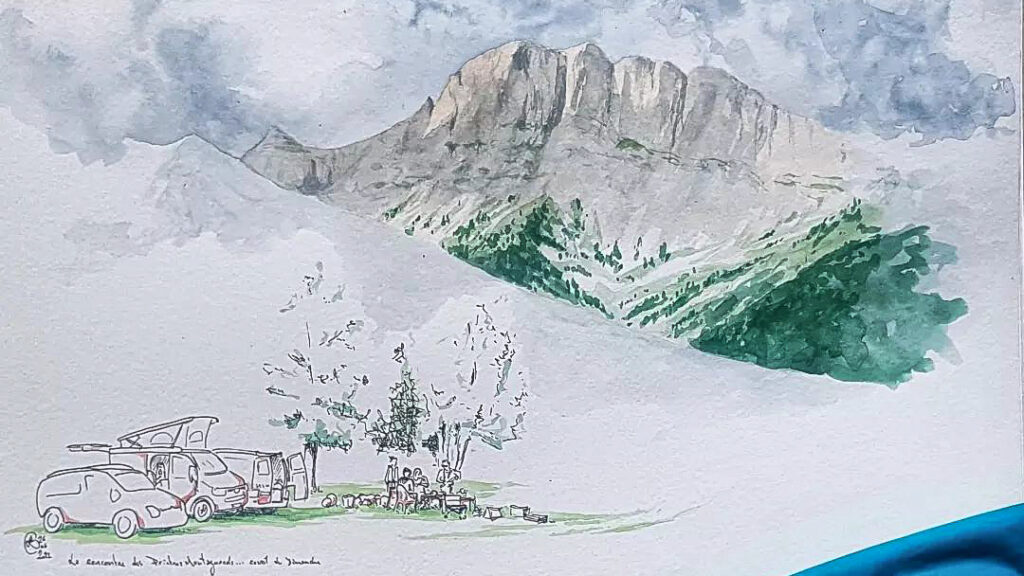 le massif du Vercors en aquarelle